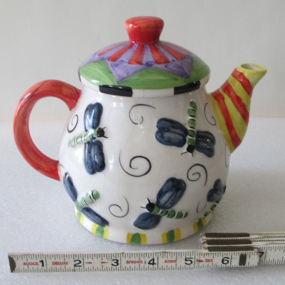 VINTAGE DRAGONFLY CERAMIC TEAPOT - Picture 13 of 14